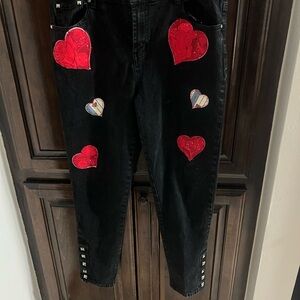 Up by Diane Gilman Black Denim Red Heart Patch
Jeans Valentine Statement 12P